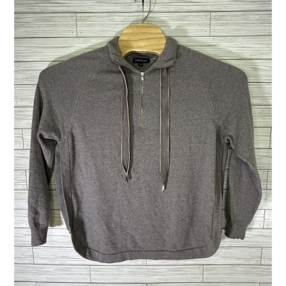 Repeat Women's Cashmere Blend Lilac/Gray Sweater‎ With Drawstring Sz EU 42 US Lg - Picture 2 of 9